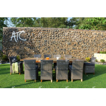 Zeitloses Design Synthetisches Poly Rattan Kaffee und Esszimmer Set Für Outdoor Garten Patio Wicker Möbel